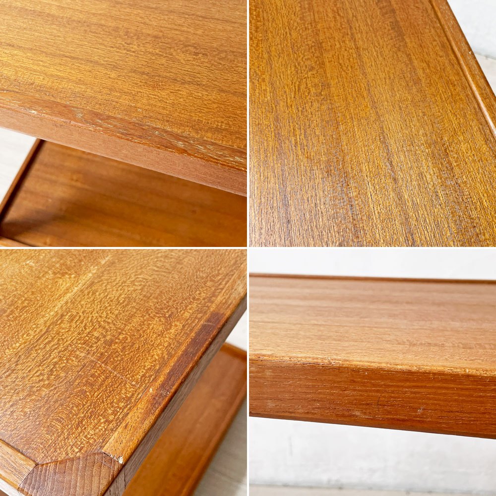 ジャパンビンテージ Japan Vintage チーク材 キッチンワゴン トローリーワゴン ディスプレイラック 2段 キャスター付 北欧スタイル ★