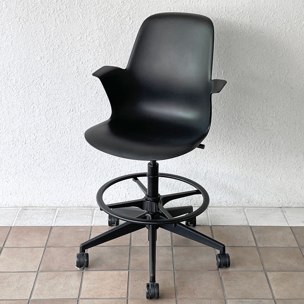 スチールケース Steelcase ノード Node ハイスツール 製図チェア キャスター ブラック ◇