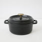 ストウブ STAUB ピコ ココット ラウンド 12cm ブラック 鋳鉄 両手鍋 ガス・IH・オーブン対応 フランス 定価17,600円 ●