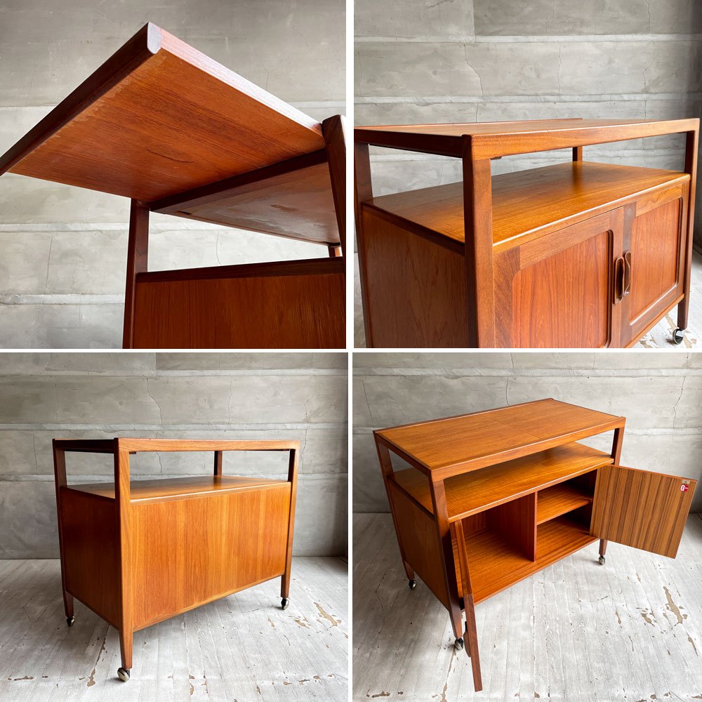 エベネゼルグーム Ebenezer Gomme ジープラン G-PLAN フレスコ Fresco ビュッフェトロリー キッチンカート ワゴン サイドテーブル スライド天板 チーク材 UKビンテージ 英国 希少 ♪