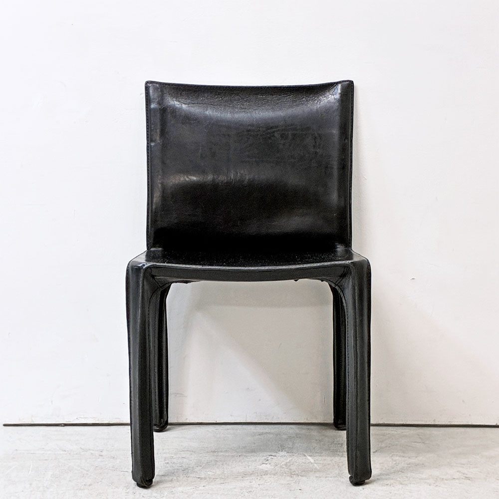 カッシーナ Cassina キャブチェア 412 CAB CHAIR アームレス 最高級本革 マリオ・ベリーニ MoMA 永久展示品 イタリアンモダン ●