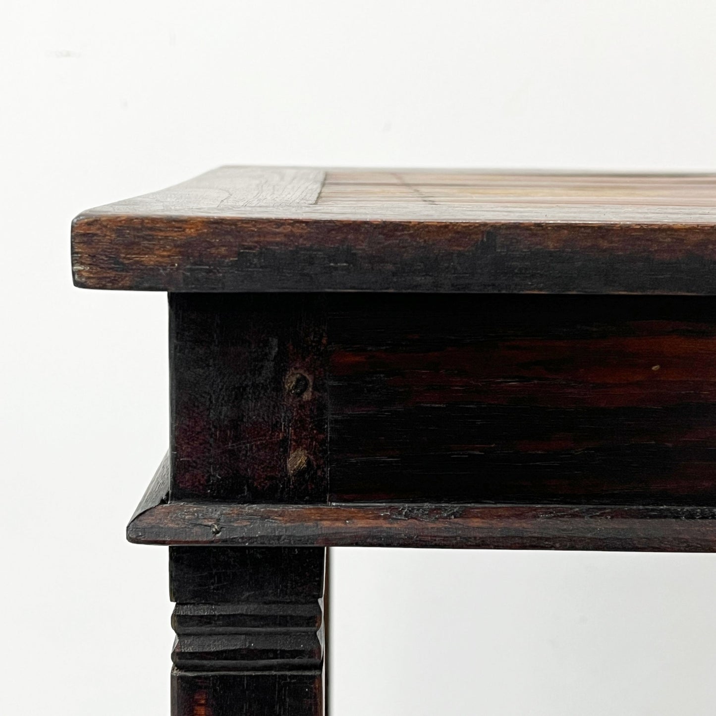 アジアン家具 サイドテーブル チーク古材 バンブー ナイトテーブル 花台 2段 ビンテージ リゾートテイスト ●