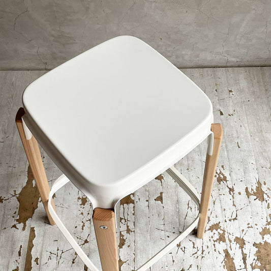 マジス MAGIS スティールウッドスツール Steelwood Stool ハイスツール カウンターチェア ホワイト × ビーチ H68cm ロナン＆エルワン・ブルレック ♪