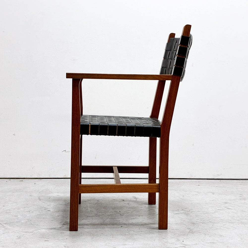 北の住まい設計社 KITANOSUMAISEKKEISHA ラスティック チェア RUSTIC CHAIR アームチェア レザー 本革  ブラック カエデ x ナラ材 廃番 A ●