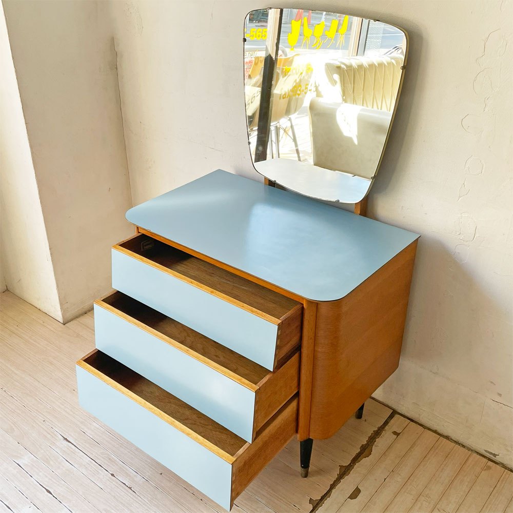 UKビンテージ Vintage HOMEWORTHY ドレッサーチェスト ミラー付き メラミントップ ミッドセンチュリー Lloyd's Antiques購入品 ★