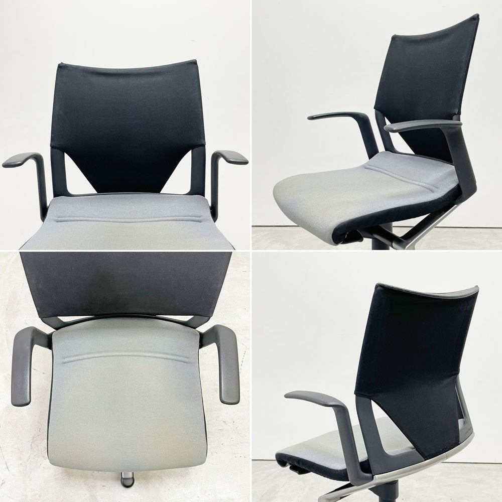 ウィルクハーン Wilkhahn モダス Modus デスクチェア オフィスチェア ミドルバック アーム付 グレー 座面昇降 ●
