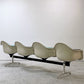 ハーマンミラー Herman Miller ビンテージ エアポートベンチ タンデムシート 4連 アームシェル 2nd ファブリック 新品張替え済 イームズ 希少 ●