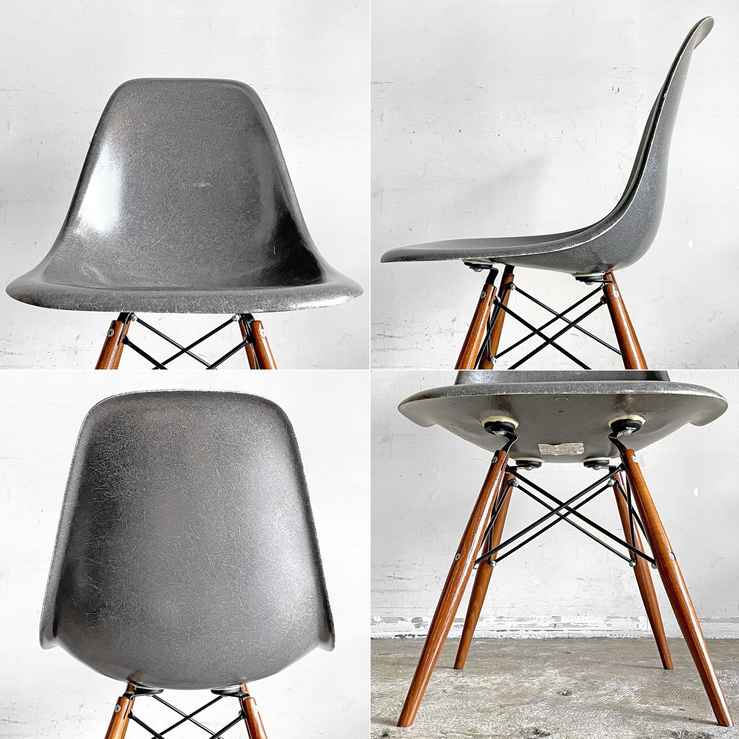 ハーマンミラー Herman Miller サイドシェルチェア セカンド 2nd FRP エレファントハイドグレー ドゥエルレッグ C&Rイームズ ミッドセンチュリー ■