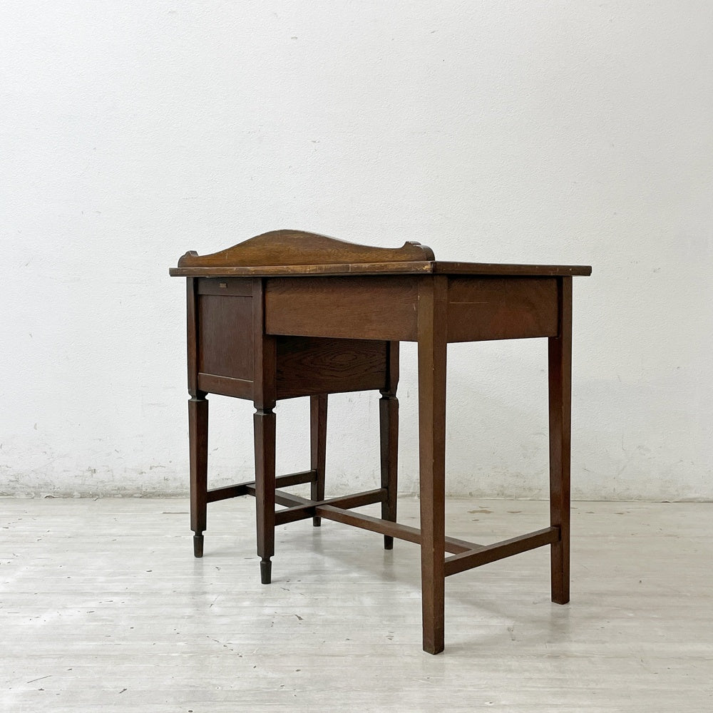 ジャパンビンテージ Japan Vintage 古い木味の片袖机 デスク 抽斗3杯 ブラウン 古家具 レトロ W90.5cm ●