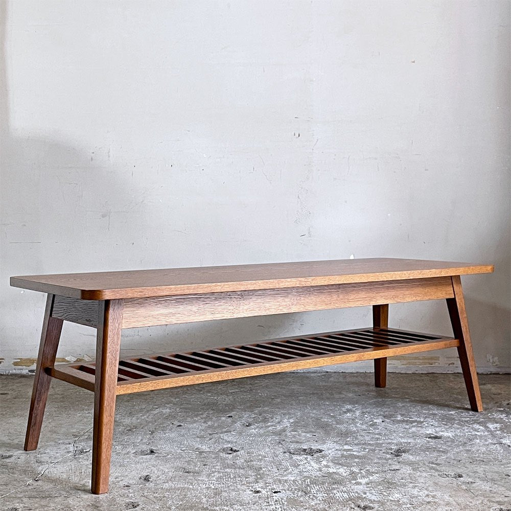 パシフィックファニチャーサービス PACIFIC FURNITURE SERVICE ローテーブル DH TEA TABLE WITH SHELF Lサイズ ダークブラウン ナラ材 P.F.S ■