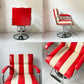 ビンテージ Vintage バーバーチェア barber chair スタイリング チェア 理美容椅子 ストライプ柄 レトロデザイン 回転式高さ調整可能 ★