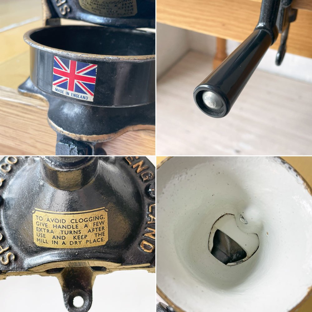 スポング SPONG & CO LTD ビンテージ コーヒーミル グラインダー Model NO.1 壁面やデスクに取り付け可能 英国 イギリスビンテージ ★