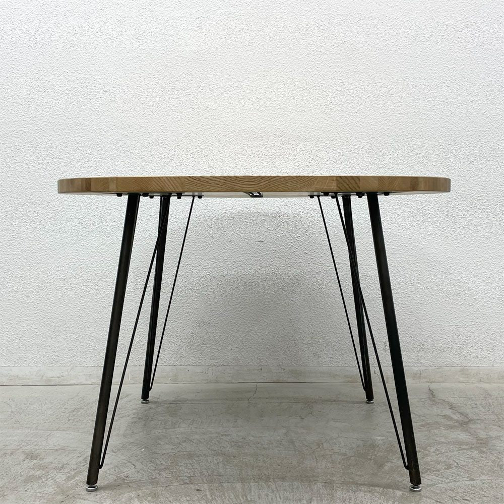 クラッシュゲート CRASH GATE ノットアンティークス Knot antiques FRANK フランク オーク材 ラウンド ダイニングテーブル Φ105cm スチール脚 展示美品 〓