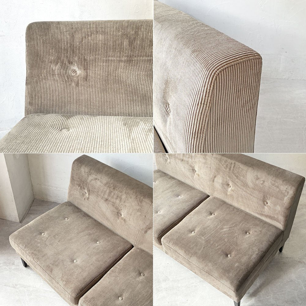 クラッシュゲート CRASHGATE ノットアンティークス Knot Antiques グレス GRESS 2人掛けソファ コーデュロイ 肘なし W140cm 関家具 定価￥75.900- ★
