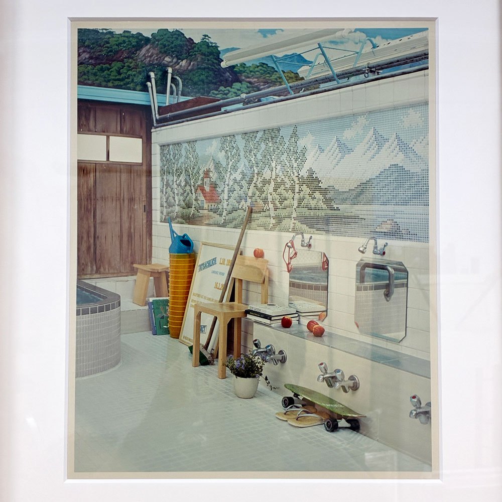 横浪修 写真作品 カリモク木製フレーム 額装品 銭湯 壁掛け 美品 ◎