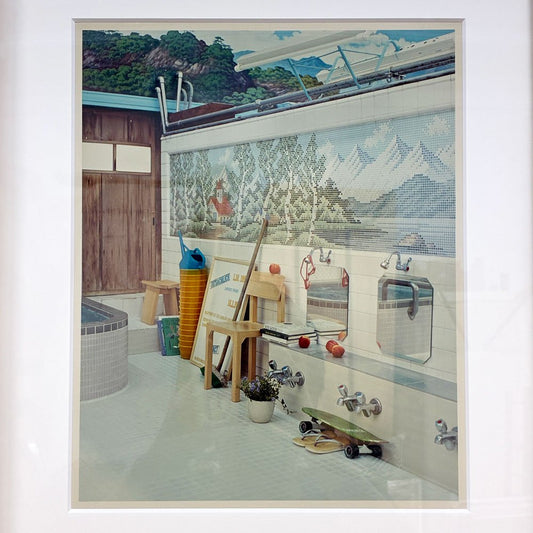 横浪修 写真作品 カリモク木製フレーム 額装品 銭湯 壁掛け 美品 ◎