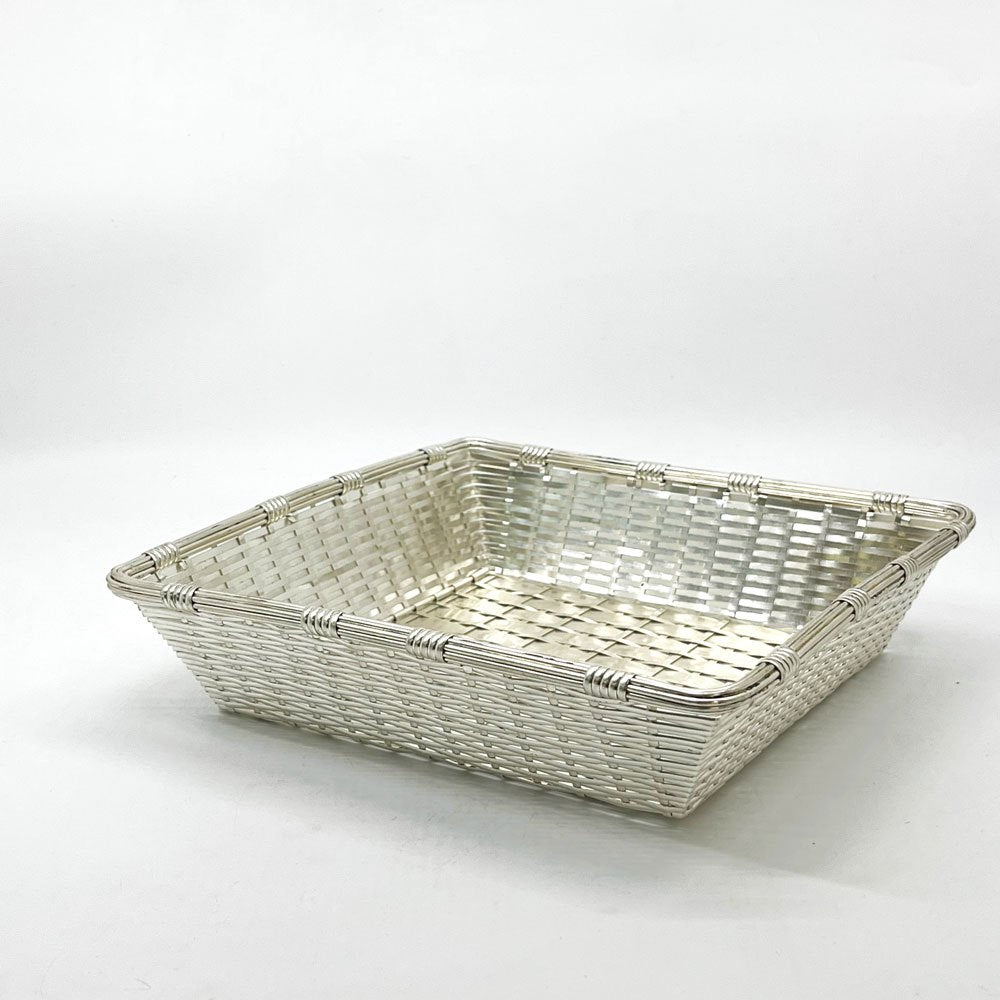 クリストフル CHRISTOFLE コレクション ガリア COLLECTION GALLIA ブレッド バスケット Bread Basket スクエア 編み込み シルバー 銀メッキ W23.5cm フランス A ●