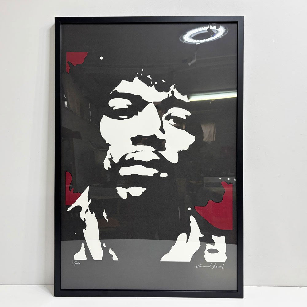 コンラッドリーチ CONRAD LEACH ジミ・ヘンドリックス Jimi Hendrix シルクスクリーン アートフレーム ポスター ポップアート 65/100 希少 56×69.5cm(スクリーンサイズ) 額装品 A ●