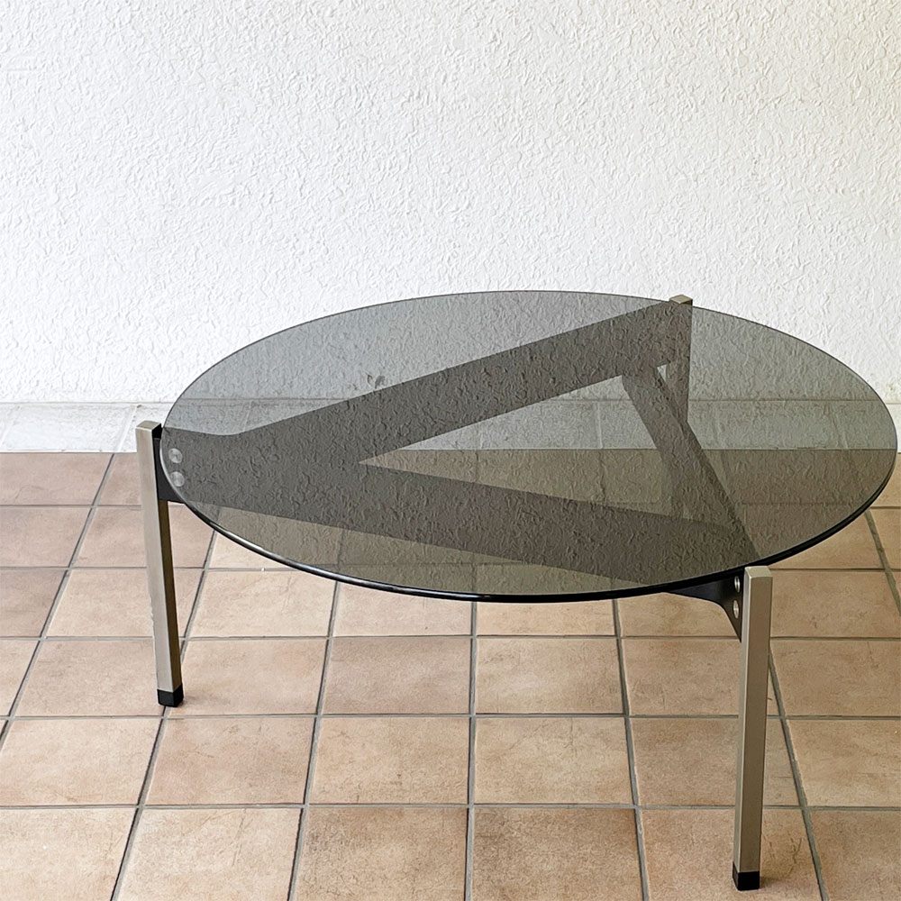 マシンエイジ Machine Age トライアングルテーブル Triangle Table スモーク ガラステーブル 長大作 希少 ◇