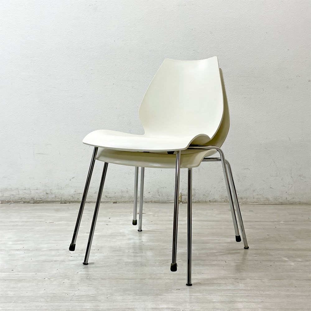 カルテル Kartell マウイチェア Maui サイドチェア ホワイト 2脚セット ヴィコ・マジストレッティ スタッキングチェア イタリア ●