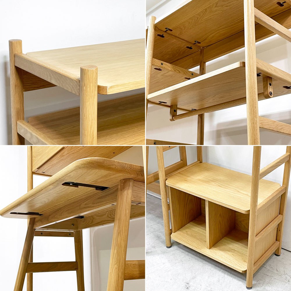 アクタスキッズ ACTUS KIDS リピア ツー RIPIA 2 ハイシェルフ ドロワー & デスク & ハンガーバー付き オーク材 2列 W90＋56.5cm 学習机 廃番 ●