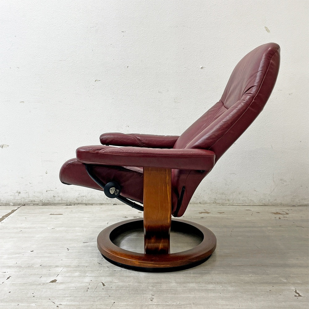 エコーネス EKORNES コンサル Consul ストレスレスチェア stressless リクライニングチェア オットマン付き クラシック レザー Mサイズ 2006年製 A ●