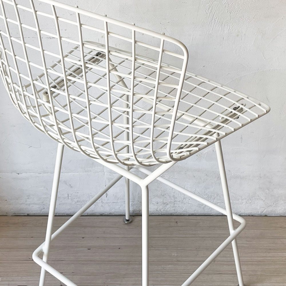 ノル Knoll Counter Height Stool カウンター ハイスツール ワイヤーチェア ホワイト ハリー・ベルトイア ミッドセンチュリー シートパッド付き ビンテージ ★