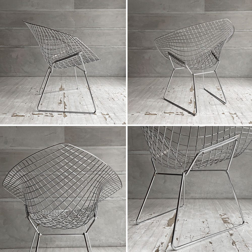 ノル Knoll ビンテージ ダイヤモンドチェア Diamond Chair ハリー・ベルトイア Harry Bertoia クロームフレーム ミッドセンチュリー ♪