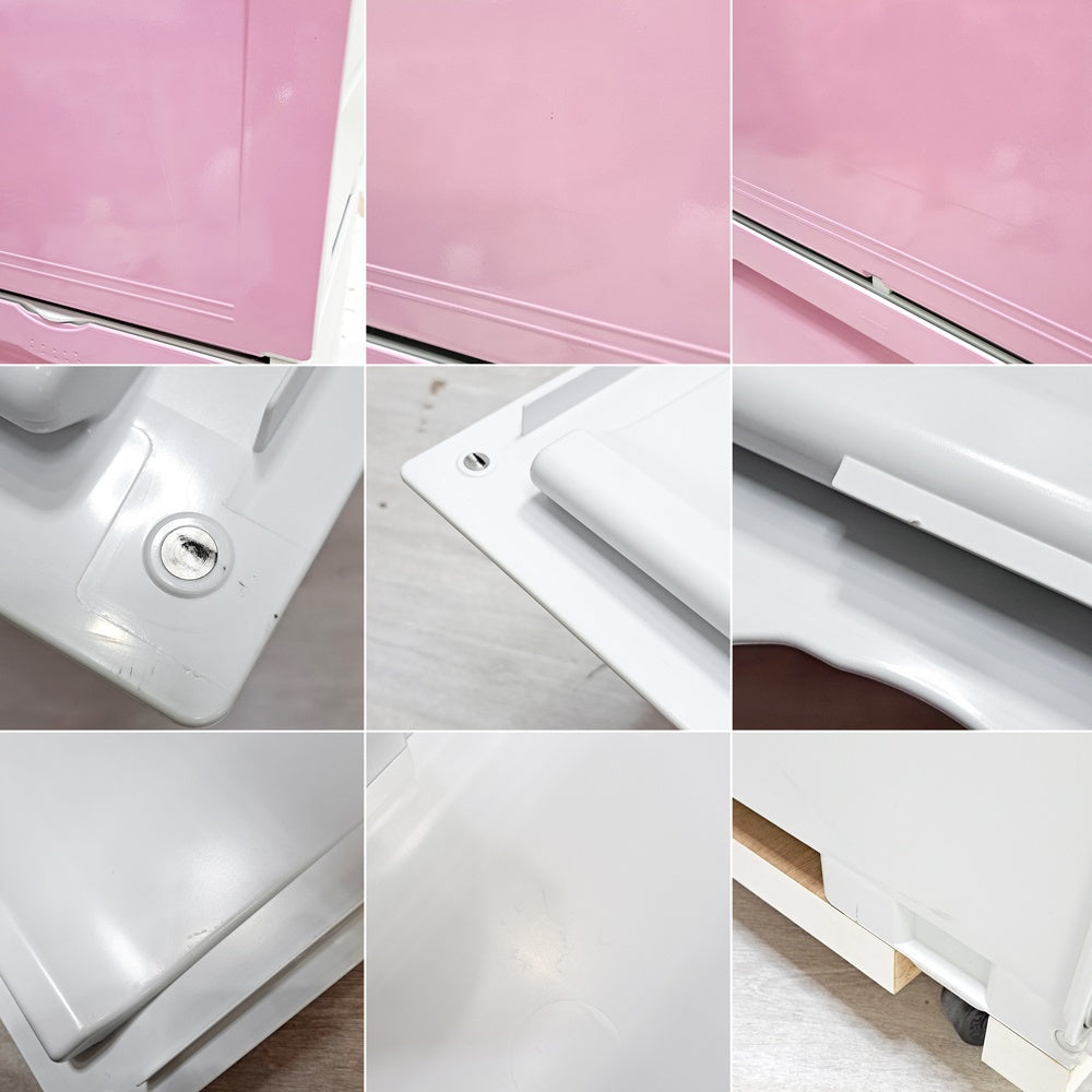 タッパーウェア Tupperware スーパーチェスト ワイド Super chest Wide 引出1段 ピンク 2段セット 専用カート付 ●