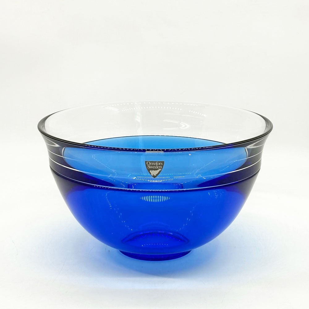 オレフォス Orrefors ネプトゥーヌス Neptunus ガラスボウル Φ17.5cm ラーズ・ヘルステン Lars Hellsten インカルモ 北欧 スウェーデン ●