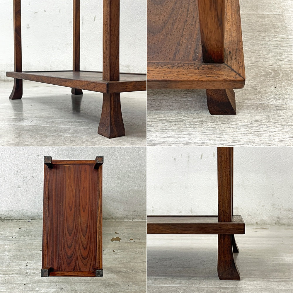 ジャパンビンテージ 木製 花台 飾り棚 サイドテーブル チーク材 W52cm vintage ●