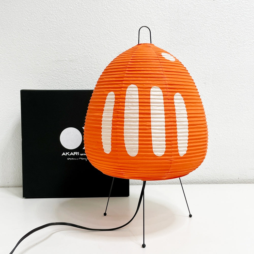 イサムノグチ Isamu Noguchi アカリ AKARI 1AT スタンドライト 和紙シェード オレンジ Φ26cm 箱付 名作照明 ●