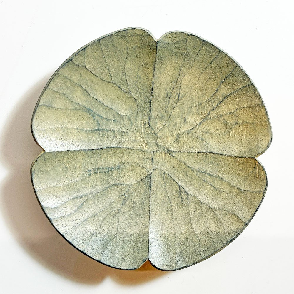 湯浅ロベルト淳 よつば豆皿 小皿 白 Φ9㎝ 木工作家 現代作家 ★