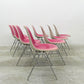 ハーマンミラー Herman Miller ビンテージ サイドシェルチェア 台車付6脚セット サード 3rd FRP PVCレザー スタッキングベース イームズ 〓