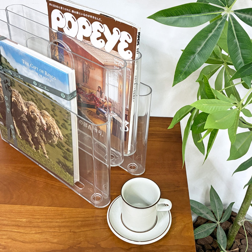 カルテル Kartell ポルタリビステ Portariviste マガジンラック 2段 4ポケット ジオット・ストッピィノ Giotto Stoppino クリア イタリア 廃番 ●