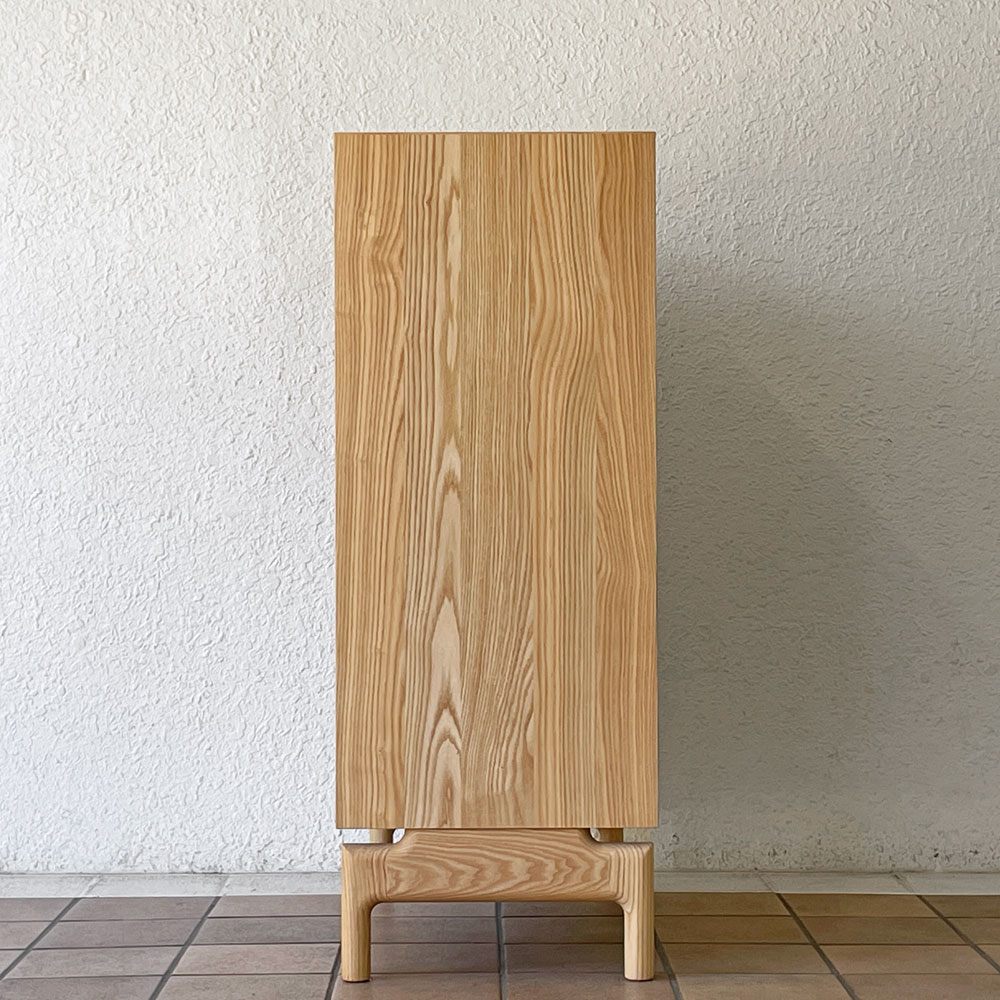 カンディハウス CONDE HOUSE タモ材 キャビネット 食器棚 飾り棚 引き戸 スライド扉 W72cm ナチュラルモダン 国産家具 ◇