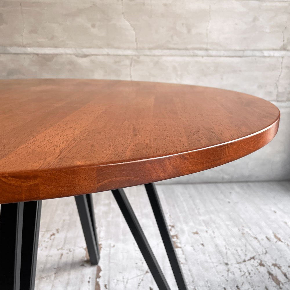 かなでもの KANADEMONO ザ・カフェテーブル THE CAFE TABLE Black Steel 4pin ラウンド Φ90cm ラバーウッド天板 ♪