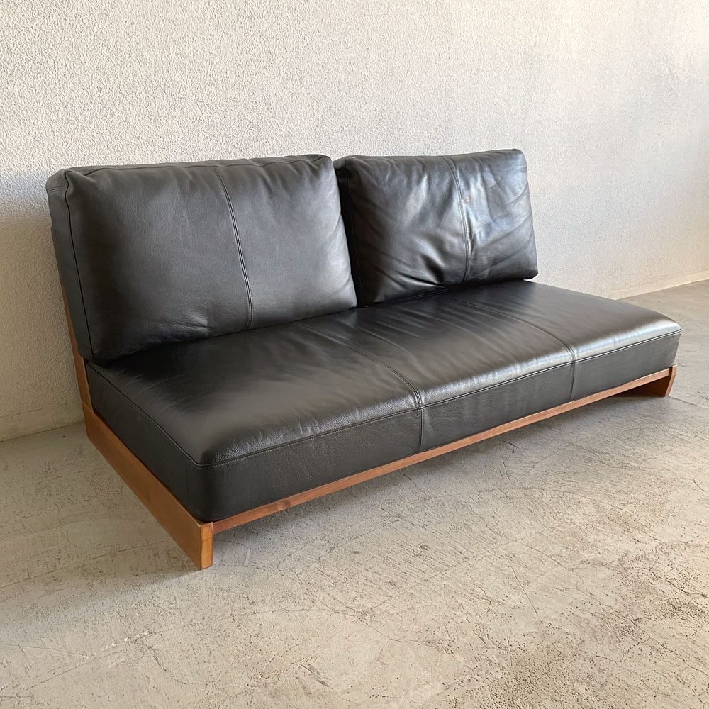 リビングハウス Living House ウェッブ WEBB カウチソファ ウォールナット無垢材 本革 K705 ナガノインテリア 〓