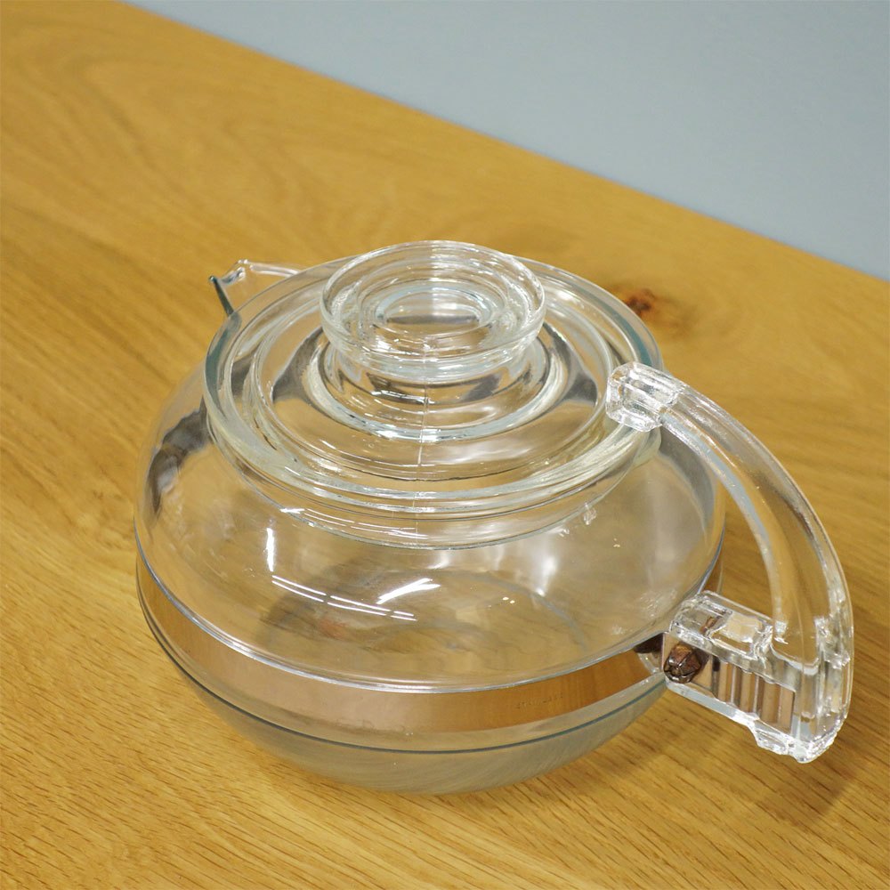 オールドパイレックス OLD PYREX コーニング社 Corning フレームウェア FLAMEWARE ティーポット 逆ハンドル USビンテージ ◎