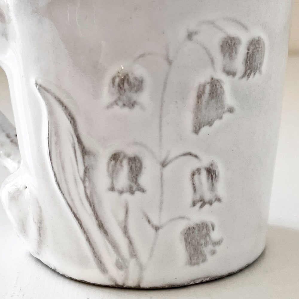 アスティエ・ド・ヴィラット Astier de Villatte フルール Fleurs コーヒーカップ スズラン H7cm ナタリー・レテ フランス 定価￥23,760- ◎
