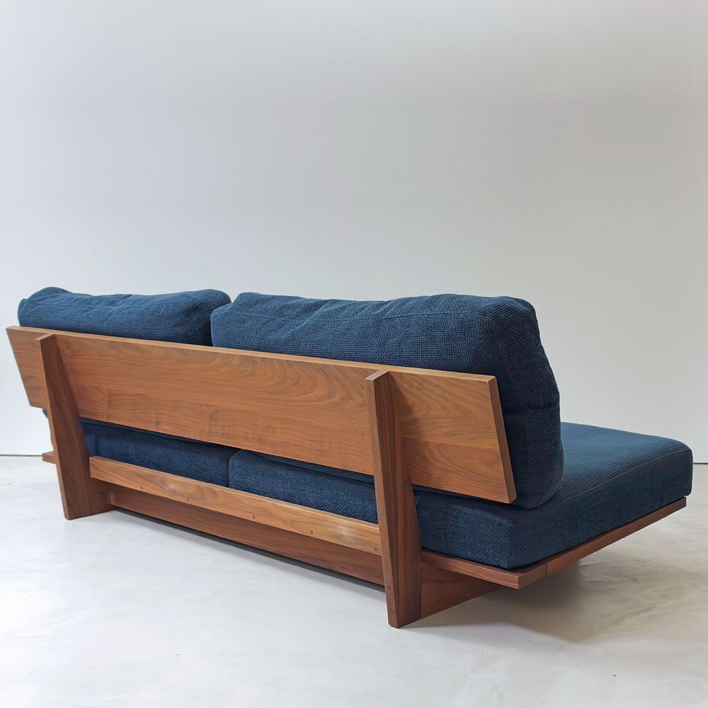 マスターウォール MASTERWAL モノ MONO 3Pソファ W180cm ウォールナット無垢材 フェザークッション プリモネイビー アカセ木工 ●