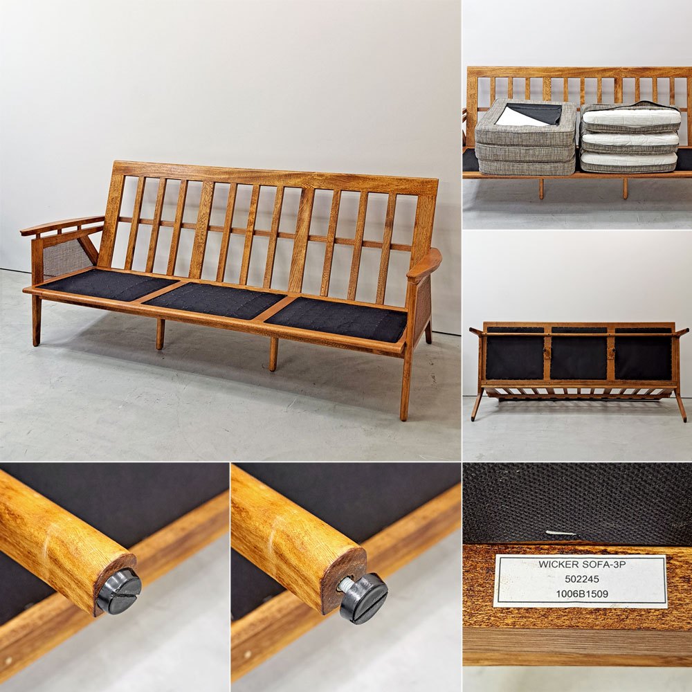 アクメファニチャー ACME Furniture ウィッカー WICKER SOFA 3P 3人掛け ソファ ハックベリー ラタン ファブリック 西海岸スタイル ●