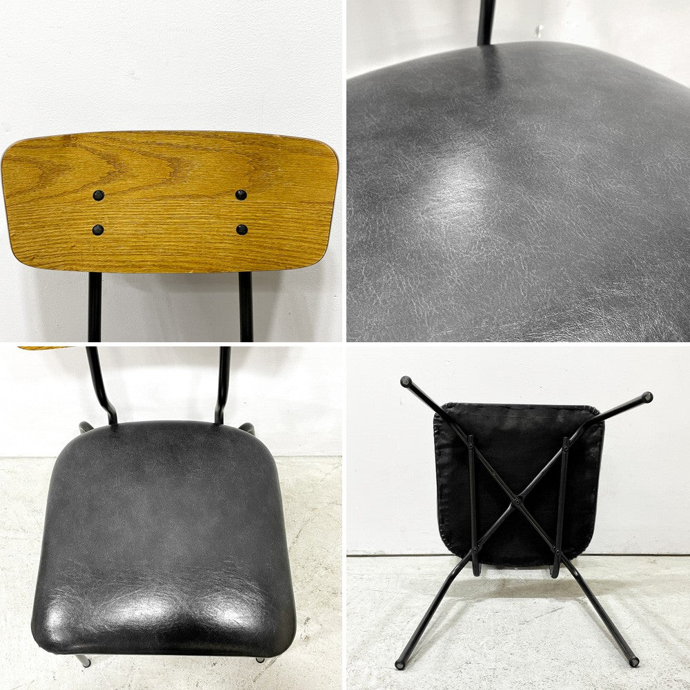 ジャーナルスタンダードファニチャー journal standard Furniture j.s.F ヘンリー HENRY ダイニングチェア PVCレザー アイアン 廃番 B ●