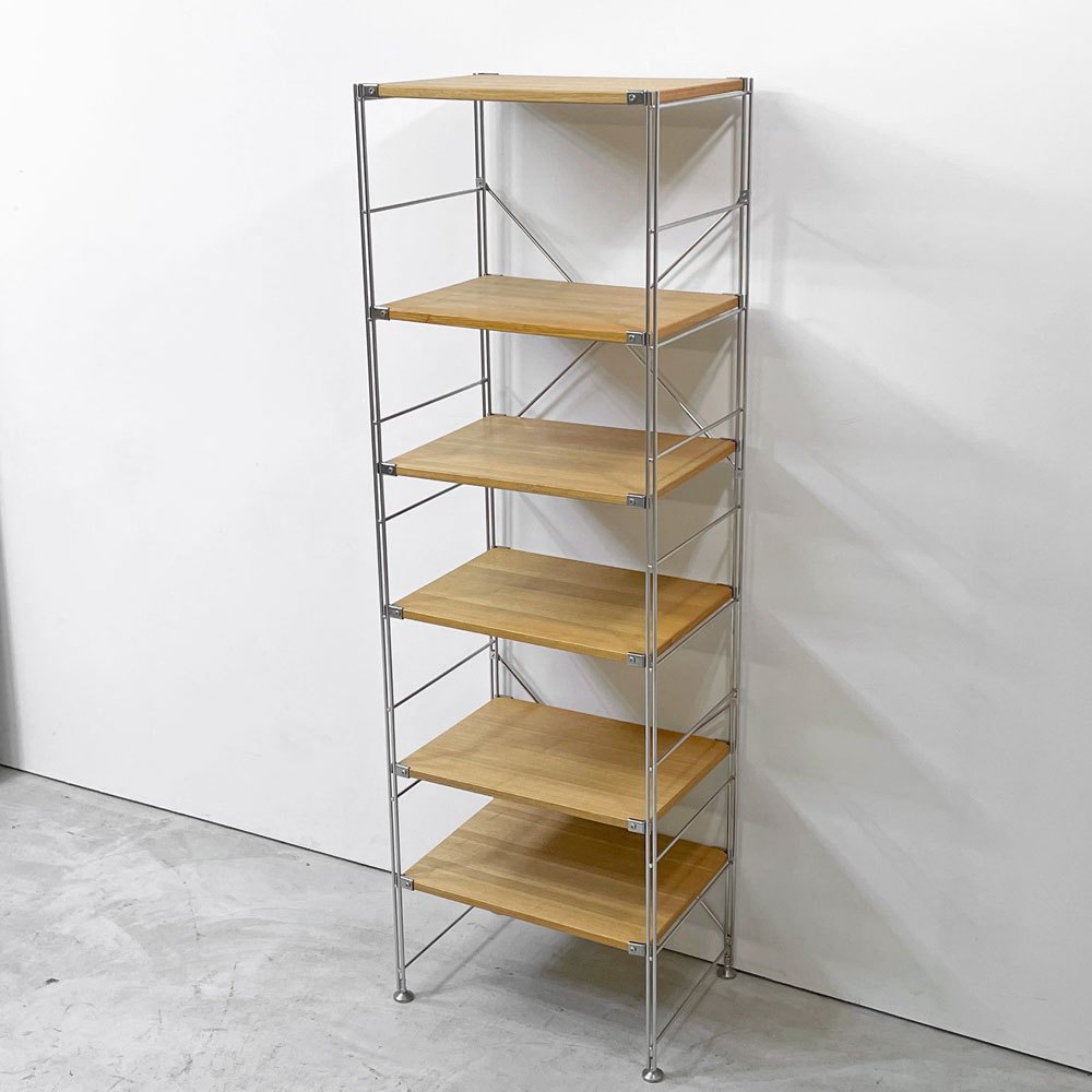 無印良品 MUJI ステンレスユニットシェルフ 6段 W58 H175.5cm スリム タモ材 オープンシェルフ 本棚 飾り棚 収納棚 定価￥41,900- ●