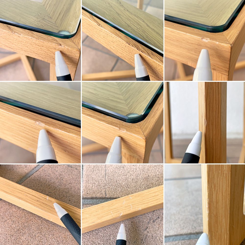 ノルスタジオ Knoll Studio マーク・クルージン コレクション サイドテーブル ロー Marc Krusin Collection Side Table Low ガラス オーク無垢材 W45cm スクエア 廃番モデル ◇