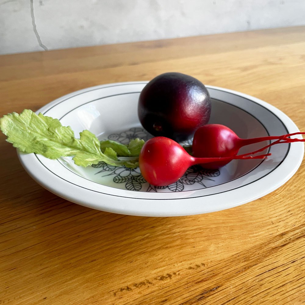 アラビア ARABIA クロッカス Krokus ディーププレート スープボウル 20cm ブラック エステリ・トムラ ビンテージ 北欧食器 A ♪