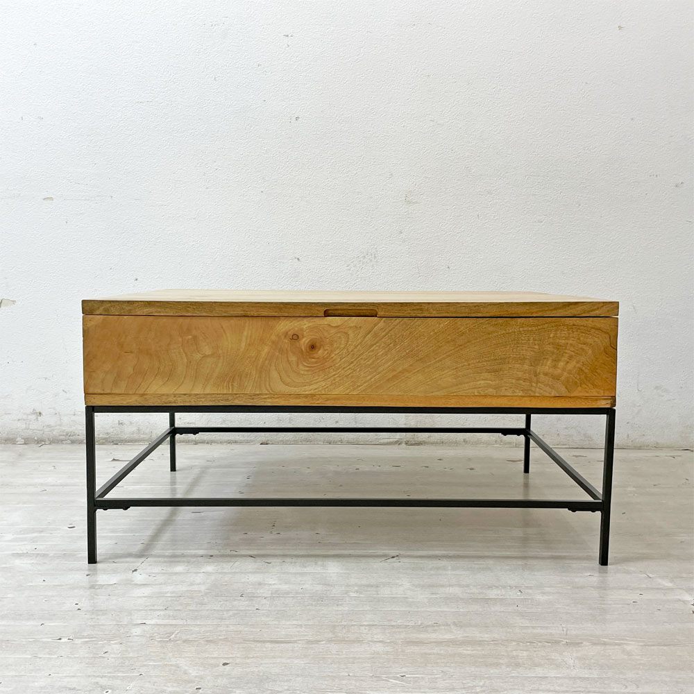 ウエストエルム West Elm コーヒーテーブル Industrial Storage Pop-Up Coffee Table マンゴーウッド インダストリアル ナチュラル ●