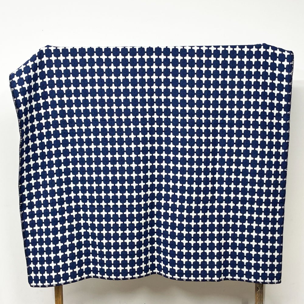 エレノア・プリチャード Eleanor Pritchard 525 LINE ホワイト × ブルー ブランケット 150×180cm イギリス 展示品 ◎