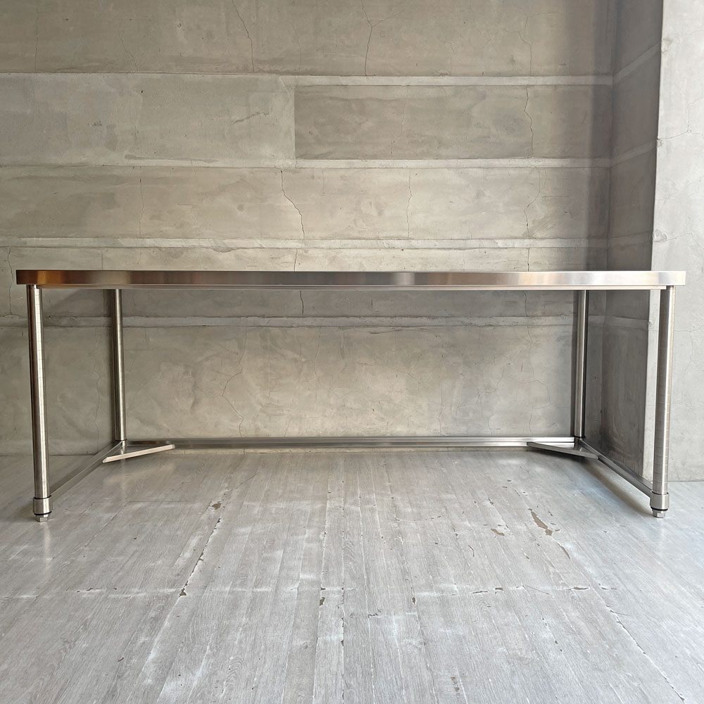 ステンレス ワーキングテーブル ステンレスデスク 作業台 三方枠タイプ SUSアジャスター W180cm インダストリアル ♪