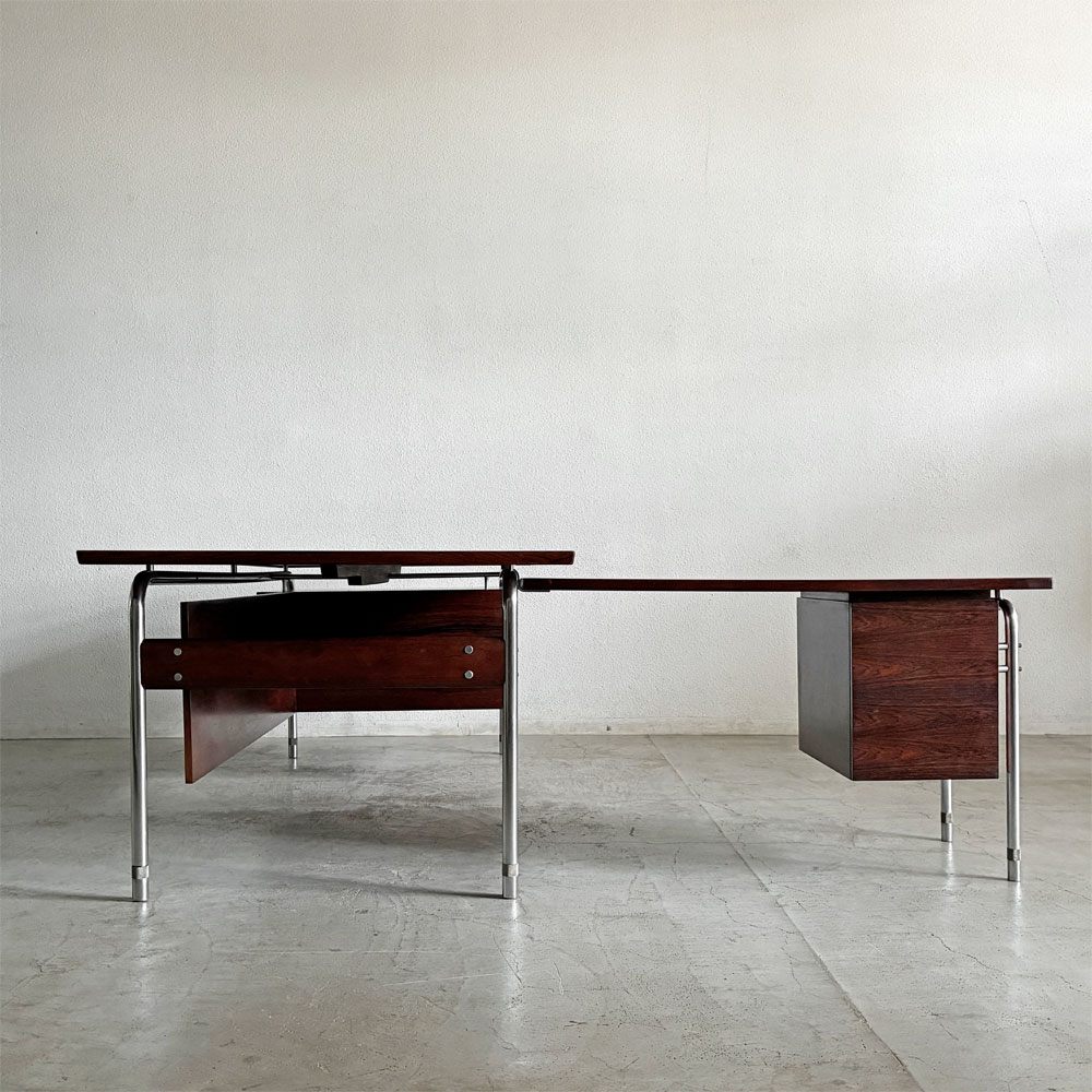 シバストファニチャー Sibast Furniture オフィスデスク No.275 ローズウッド×スチール サブデスク付 W204cm アルネ・ヴォッダー デンマーク 北欧ビンテージ 〓